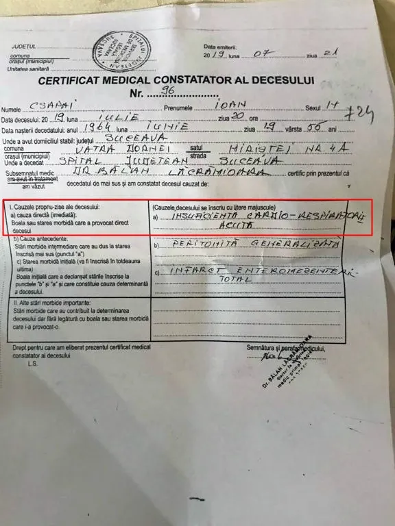 Insuficiența respiratorie, cauza directă a morții bărbatului imobilizat violent de jandarmi