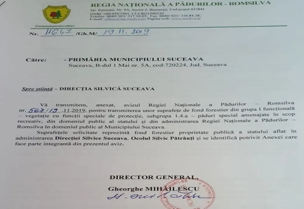 Primăria Suceava a obținut avizul Romsilva pentru transferul Parcului Șipote și păduricii Zamca