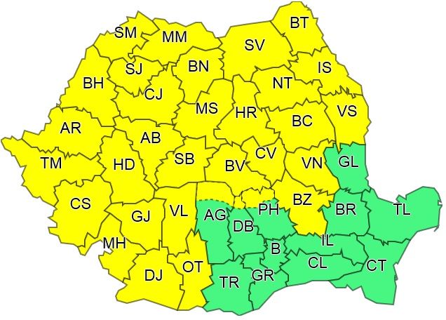 Județul Suceava sub cod galben de instabilitate atmosferică accentuată și ploi