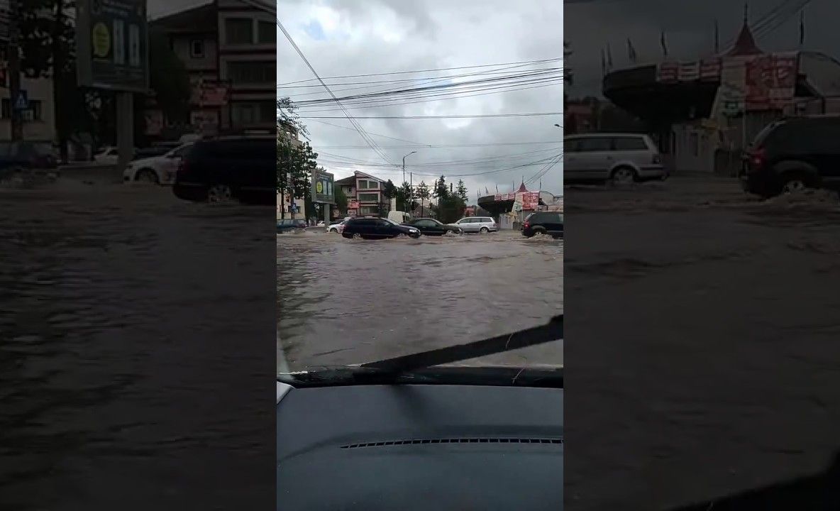 VIDEO Copaci rupți, curți și străzi inundate după o furtună violentă, la Suceava
