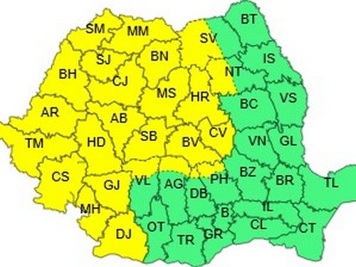 Cod galben de ploi pentru județul Suceava