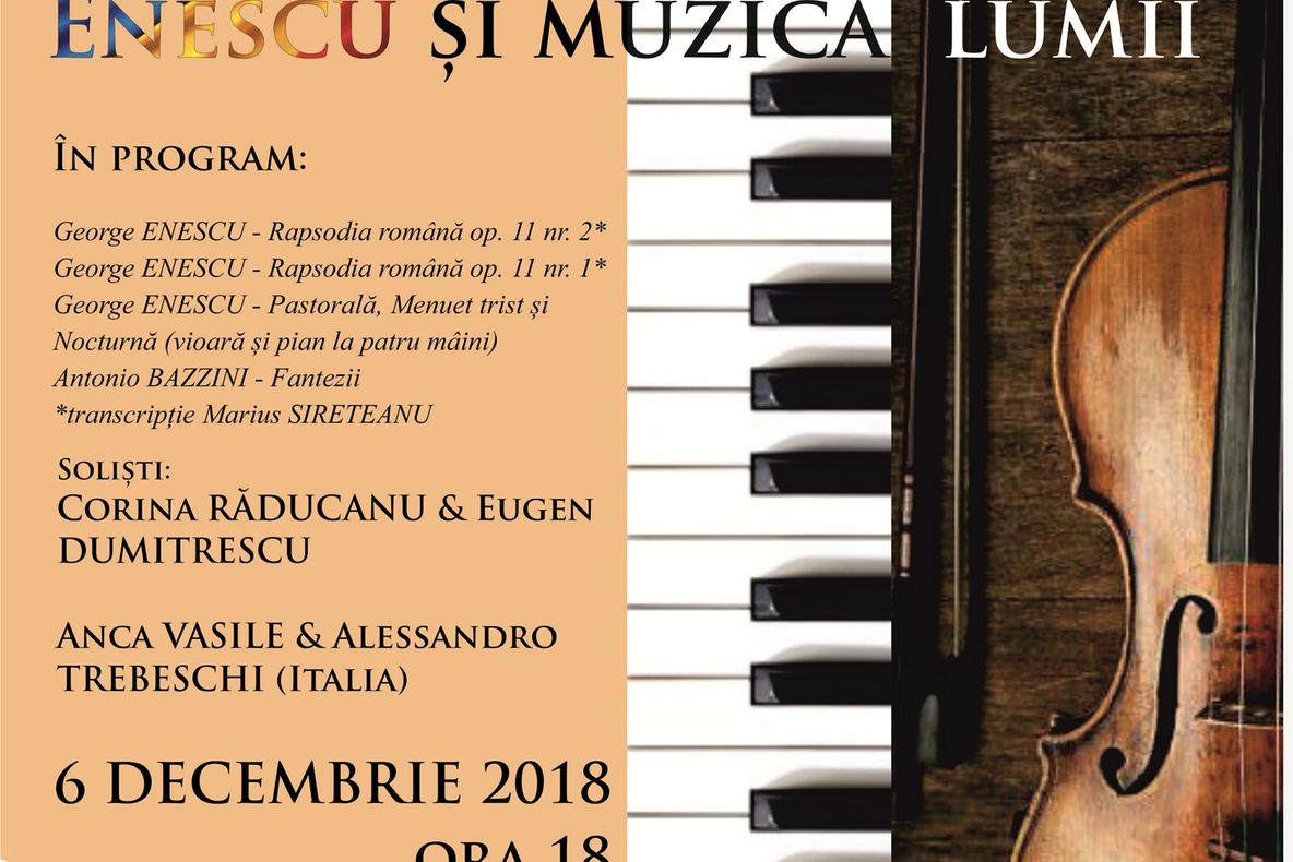 Recital de vioară și pian la patru mâini, joi, la Muzeul de Istorie Suceava