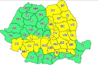 Cod galben de vânt și viscol pentru zona de munte a județului Suceava