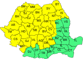 Cod galben de vreme severă pentru județul Suceava