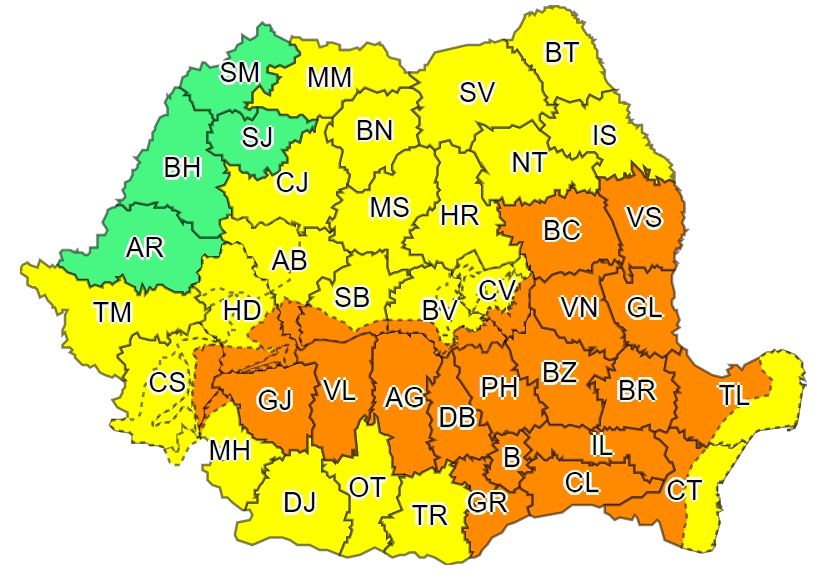 Cod portocaliu pentru mai multe localități din județul Suceava
