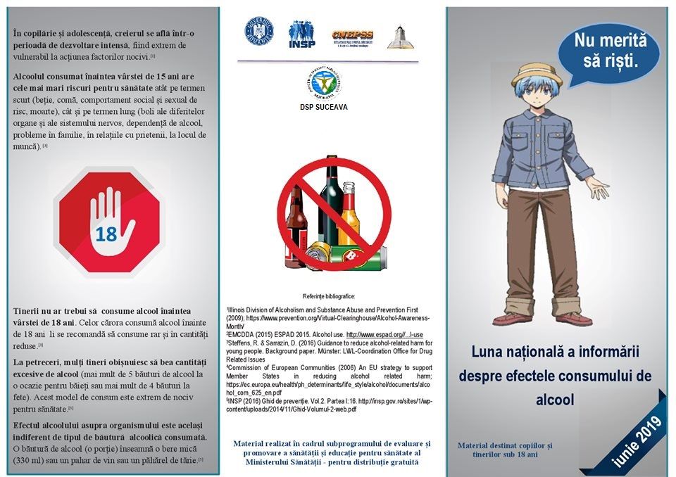DSP Suceava derulează campania "Luna Națională a Informării despre Efectele Consumului de Alcool"