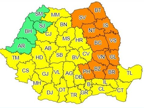 Cod portocaliu de ploi abundente pentru județul Suceava