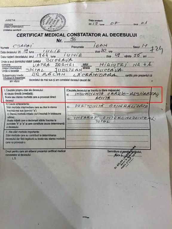 Insuficiența respiratorie, cauza directă a morții bărbatului imobilizat violent de jandarmi