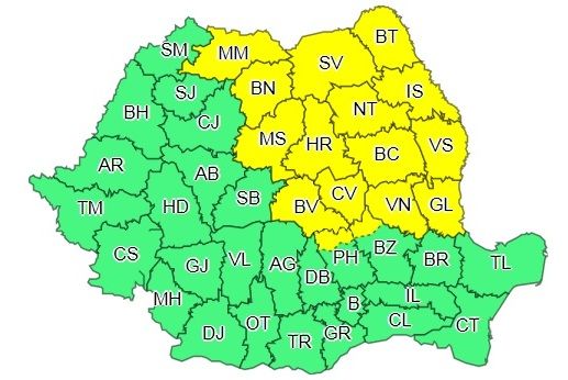 Cod galben de instabilitate atmosferică temporar accentuată în județul Suceava
