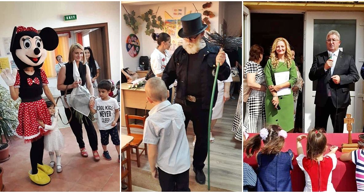 FOTO Coșarul Norocos și eroi din desene animate, la deschiderea noului anul școlar la Grădinița Obcini