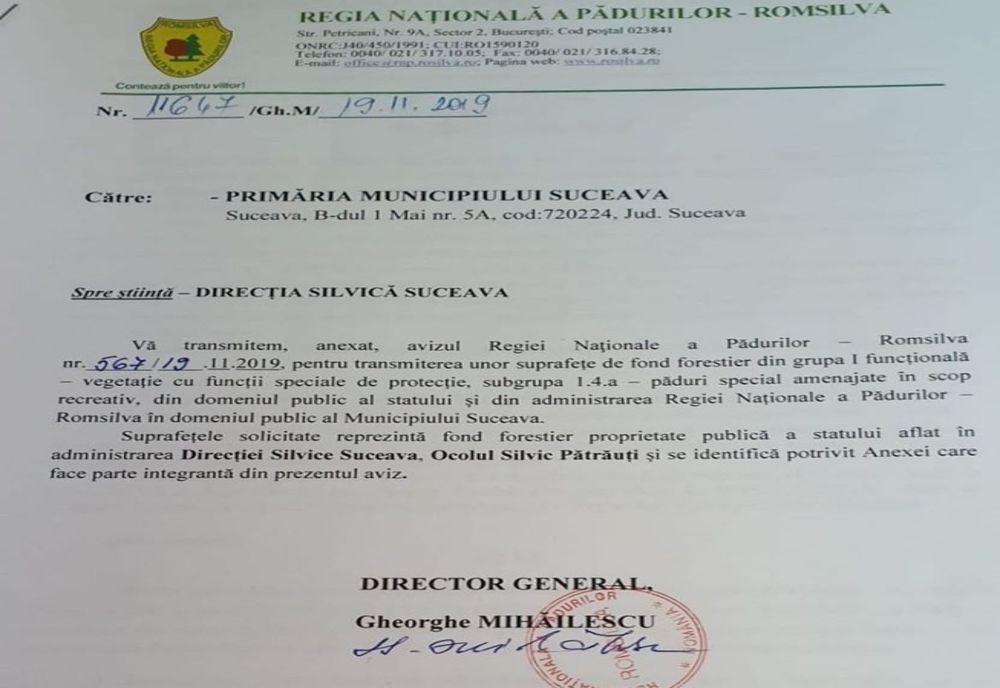Primăria Suceava a obținut avizul Romsilva pentru transferul Parcului Șipote și păduricii Zamca