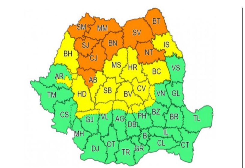 Cod portocaliu | Cantități de apă însemnate și instabilitate atmosferică