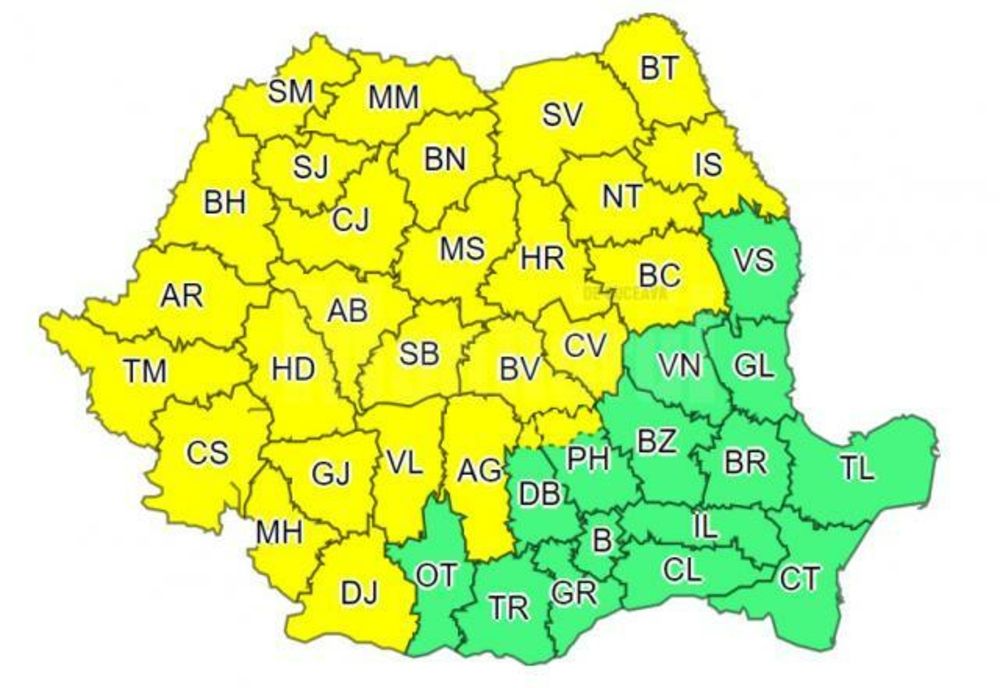 COD GALBEN de ploi și vânt în județul Suceava