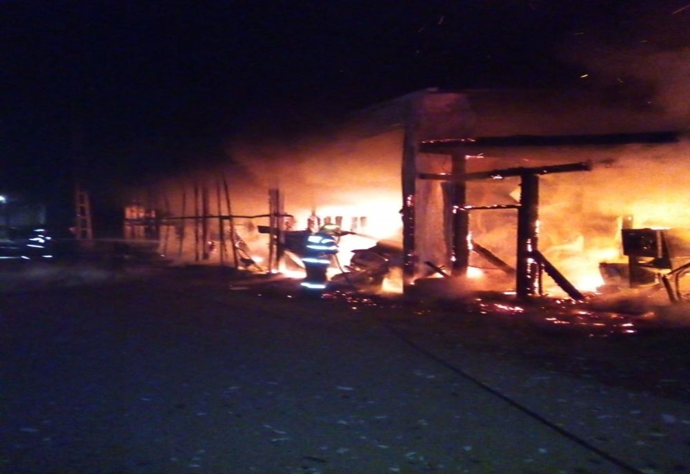 Incendiu la un atelier auto din Sadova (FOTO)