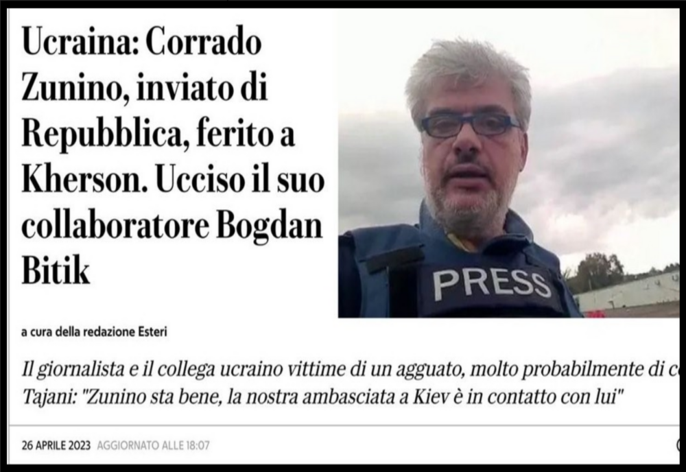 Jurnalist italian rănit de lunetiști. Interpretul său a fost omorât