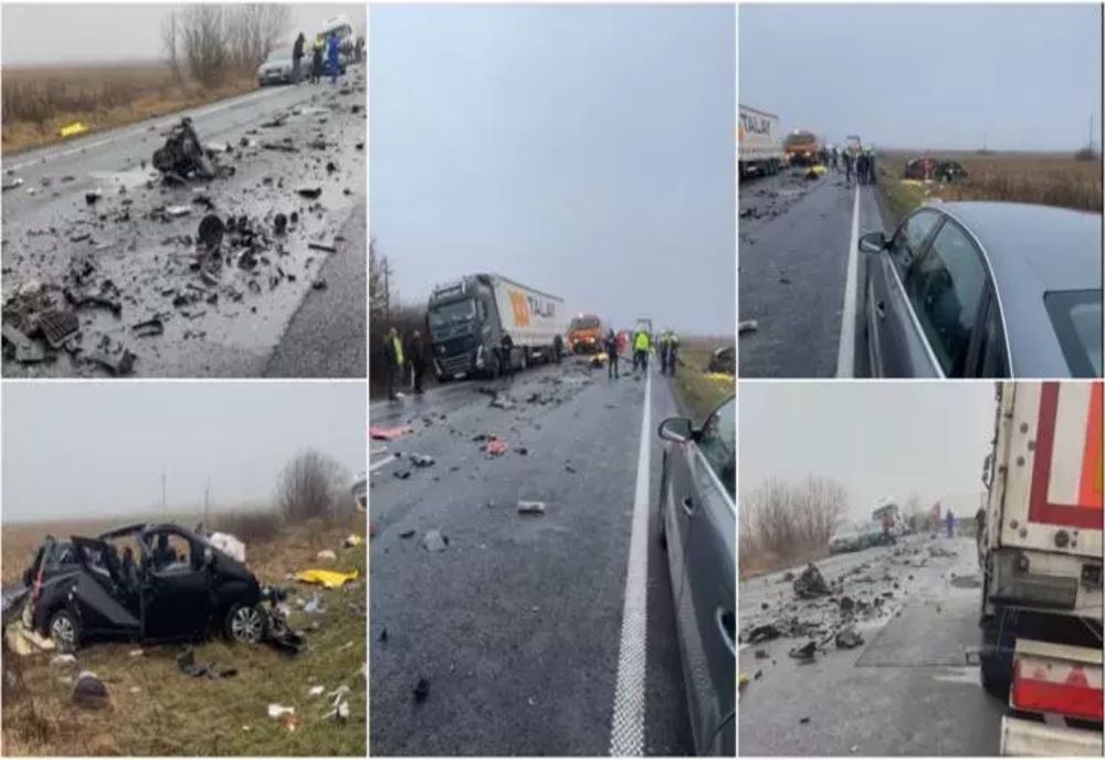 Tragedie în Timiș! Impact devastator între un TIR și un microbuz: șase oameni au murit – VIDEO