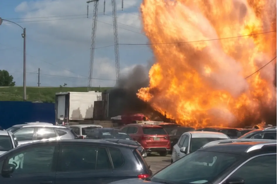 Explozie groaznică într-un parc auto din Suceava. Intervenție de urgență în zonă