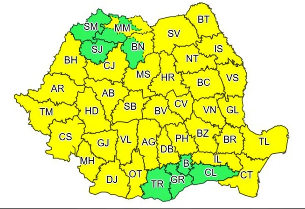 ANM: COD GALBEN de vânt, ninsori și temperaturi negative, inclusiv în Bistrița-Năsăud