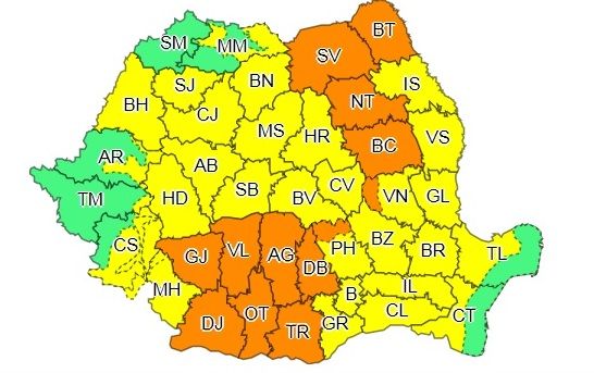 cod portocaliu județul Suceava, sursa ANM