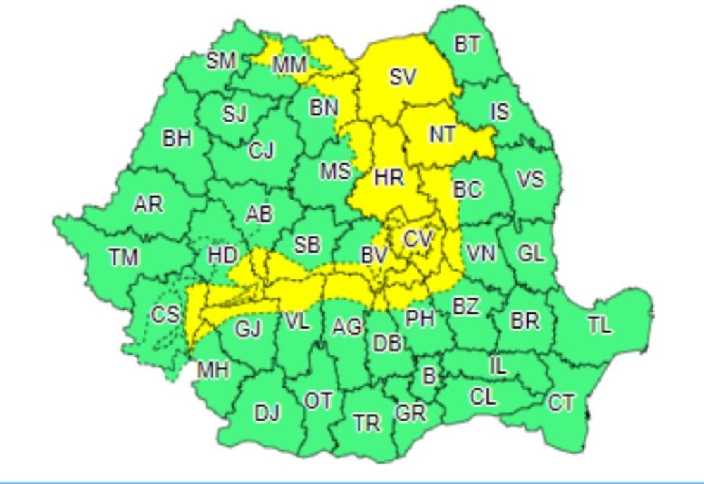 Cod galben de ninsori și viscol în județul Suceava