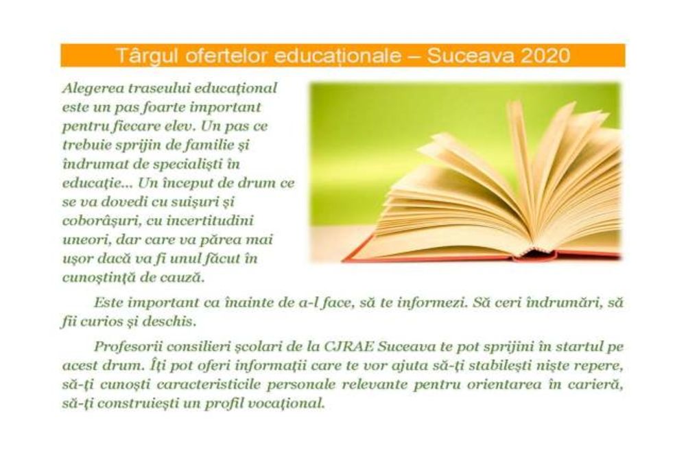 Târgul liceelor din județul Suceava organizat online