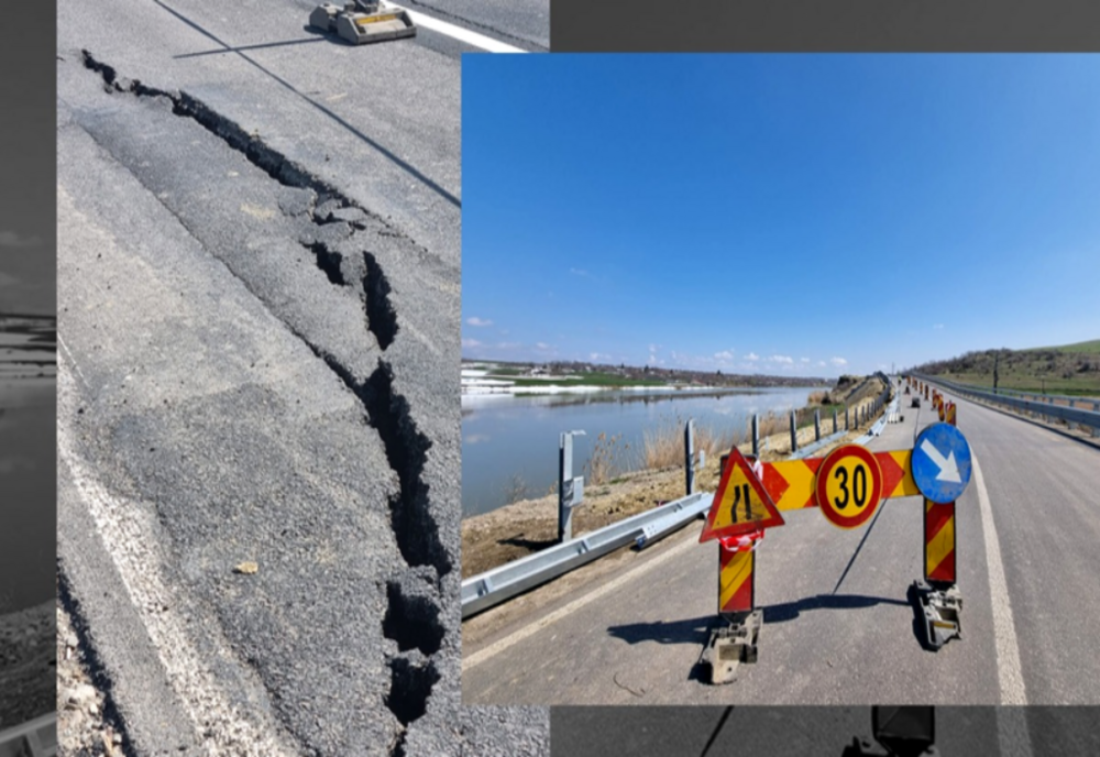 Un drum abia refăcut, a început să se surpe