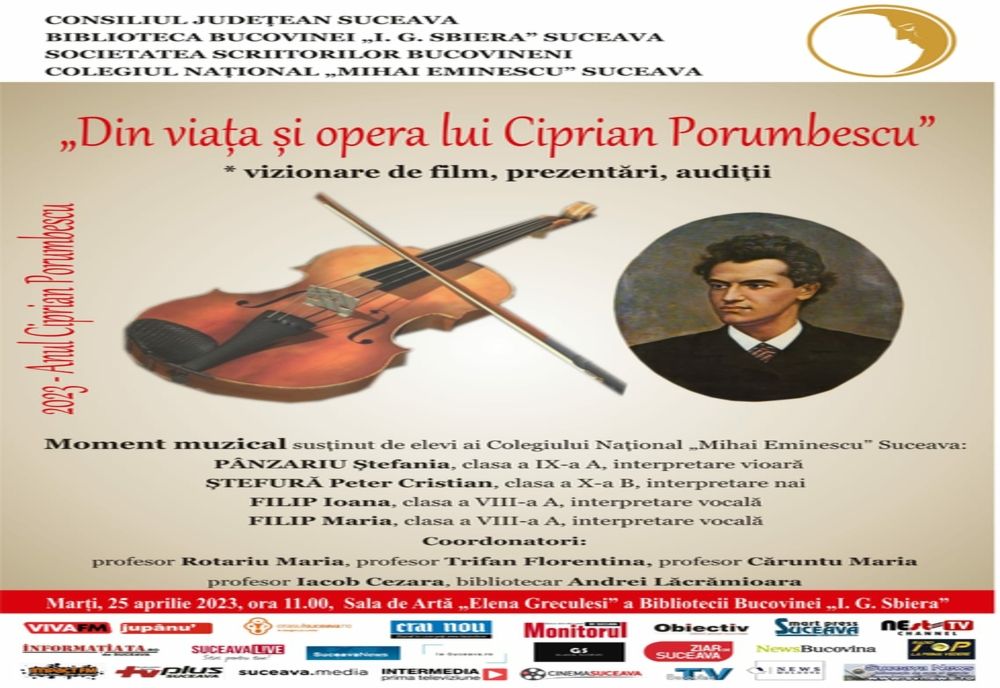 „Din viața și opera lui Ciprian Porumbescu”, eveniment cultural în Suceava