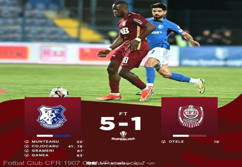 Farul a surclasat-o pe CFR Cluj cu 5-1, în play-off-ul Superligii
