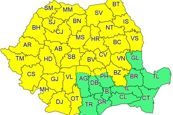 Județul Suceava sub cod galben de instabilitate atmosferică accentuată și ploi