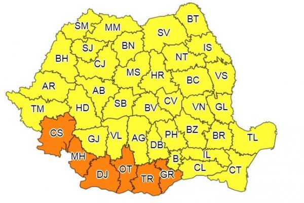 Suceava. Cod galben de intensificări ale vântului și ninsori viscolite