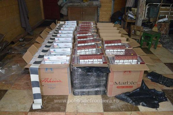 Țigări de contrabandă de aproape 130.000 de lei găsite într-un garaj de pe raza localității Lupcina FOTO