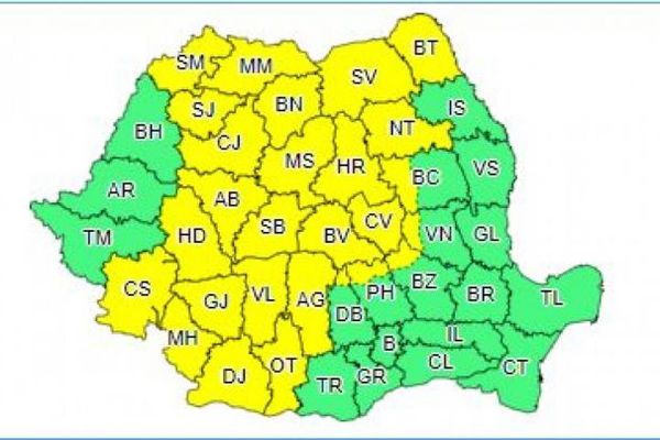 Județul Suceava, sub cod galben de ploi și furtuni
