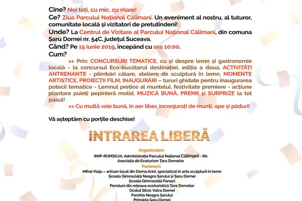 O pepinieră educativă și un circuit tematic vor fi inaugurate de Ziua Parcului Național Călimani