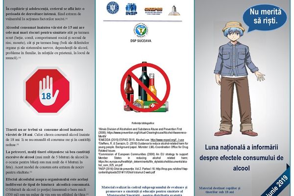 DSP Suceava derulează campania "Luna Națională a Informării despre Efectele Consumului de Alcool"