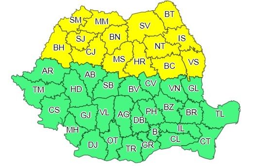 Cod galben de vijelii pentru județul Suceava