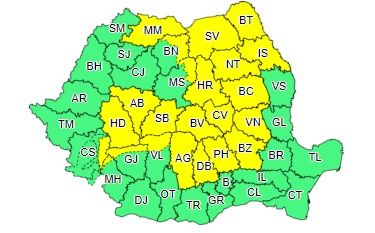 Cod galben de instabilitate atmosferică accentuată în județul Suceava