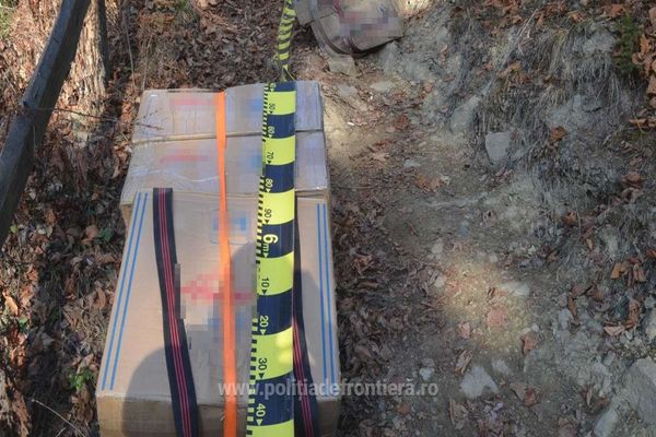 Țigări de contrabandă de peste 80.000 de lei găsite de polițiștii de frontieră abandonate la Ulma FOTO