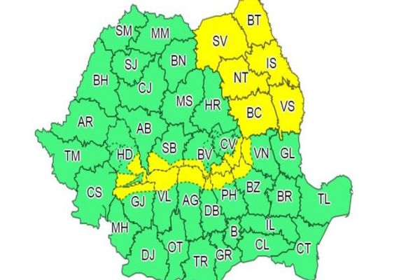 Avertizare meteo cod galben de ninsori și viscol 