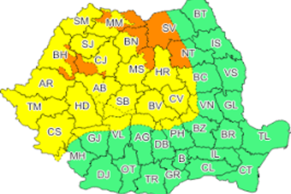 Cod portocaliu de vânt și viscol în zona de munte înaltă a județului Suceava