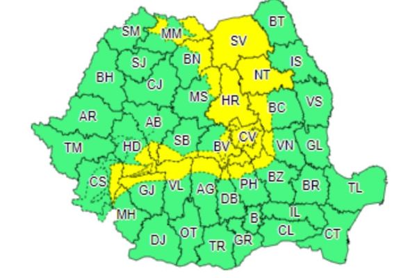 Cod galben de ninsori și viscol în județul Suceava