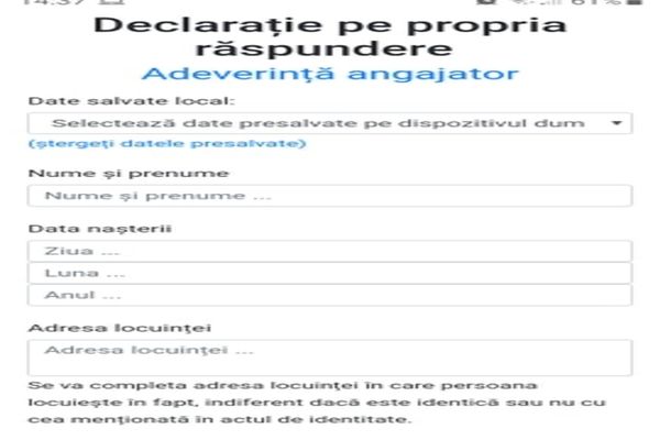 Declaraţia pe propria răspundere şi adeverinţa de angajator pot fi acum completate online şi descărcate