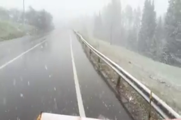 Ninsoare în Pasul Tihuța, în luna mai VIDEO