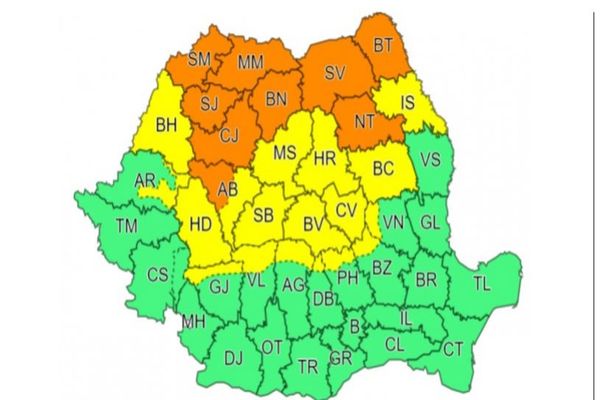 Cod portocaliu | Cantități de apă însemnate și instabilitate atmosferică