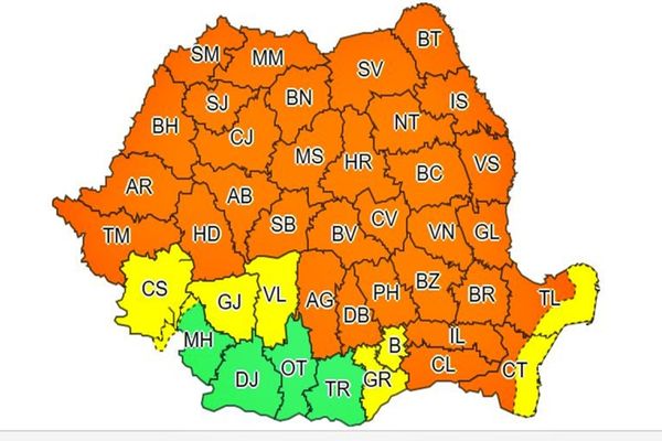 Cod portocaliu de ploi torențiale pentru județul Suceava