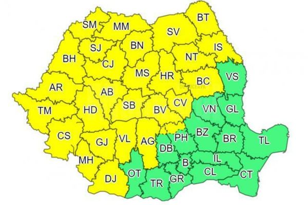 COD GALBEN de ploi și vânt în județul Suceava