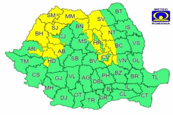 Atenționări meteo în țara noastră, începând de la această oră
