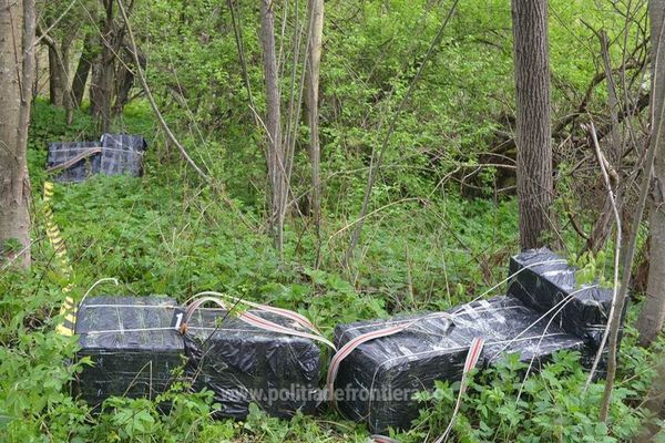 Colete cu țigări de contrabandă descoperite la granița de nord