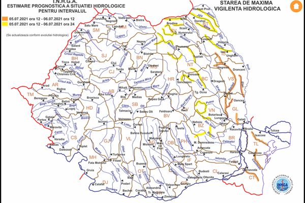 Risc de inundații în bazinele hidrografice ale Siretului și Prutului 