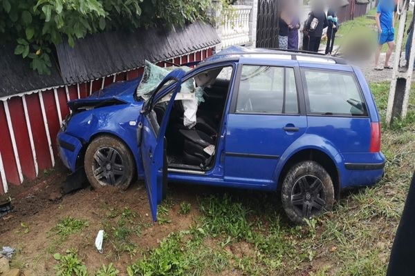 A lovit cu mașina două vaci și s-a oprit într-un gard- FOTO