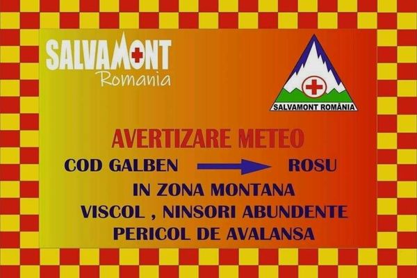 Cod portocaliu de avalanșă, duminică, în Bucegi și Făgăraș